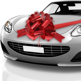 Big Car Bow 20 Inch Giant Car Bow with 20 ft Ribbon for Large Gift Wrapping New Houses Huge Present Birthday Christmas Decor(Glossy Red)