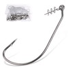 Twistlock Fishing Hooks 50pcs Worm Hooks with Centering Pin Spring