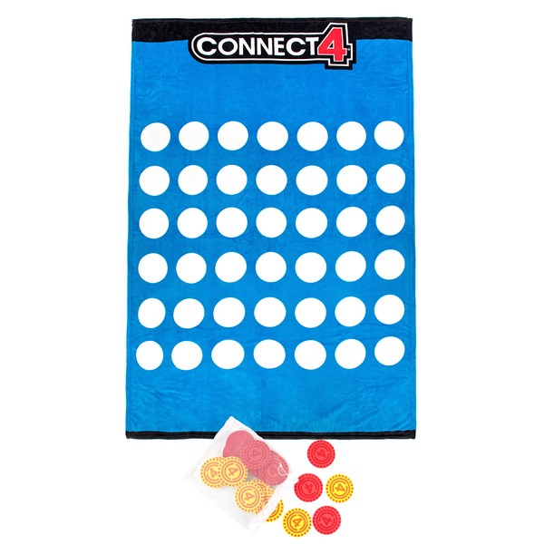 Jay Franco Connect 4 Game Blanket – 3 Piece Set Includes Plush Blanket, Discs, & Storage Bag (Official Hasbro Product)
