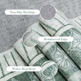 LIVEBOX Large Area Rugs for Living Room 9x12,Non Slip Washable Soft Green Rug,Boho Vintage Carpet Thin Rugs Butterfly Insect Patchwork Pattern, Neutral Rug for Bedroom, Dining Room, Office(Green)