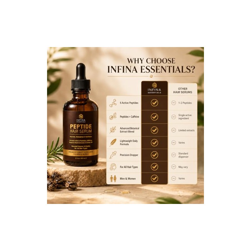 Infina Essentials Peptide Serum Crecimiento Cabello Hombres Mujeres Péptidos Cobre