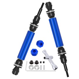 2pcs Upgrades Part Front Drive Shaft CVD for 1/10 Traxxas Slash 4x4 VXL Platinum Ultimate,Rustler VXL 4X4 Stampede VXL 4X4 Hoss VXL,ARRCat RC Hop-Ups Parts with Wrench,Navy Blue(More Power)