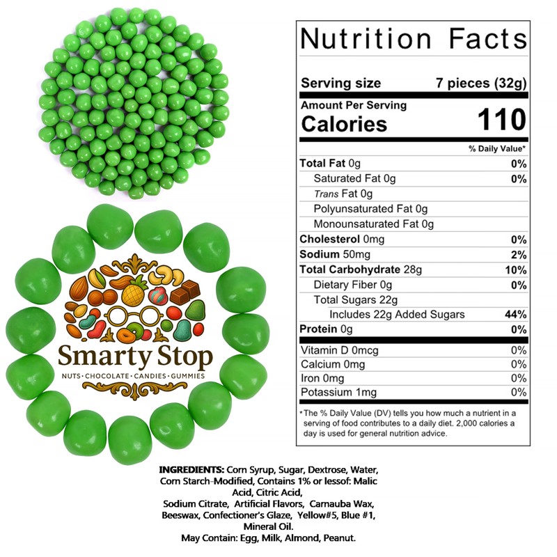 Smarty Stop Fruit Sours Chewy Candy Balls (Light Green Watermelon,