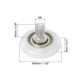 PATIKIL 26mm Drawer Roller 4pcs Drawer Pulley Replacement Wheel Bearing Small Pulley White