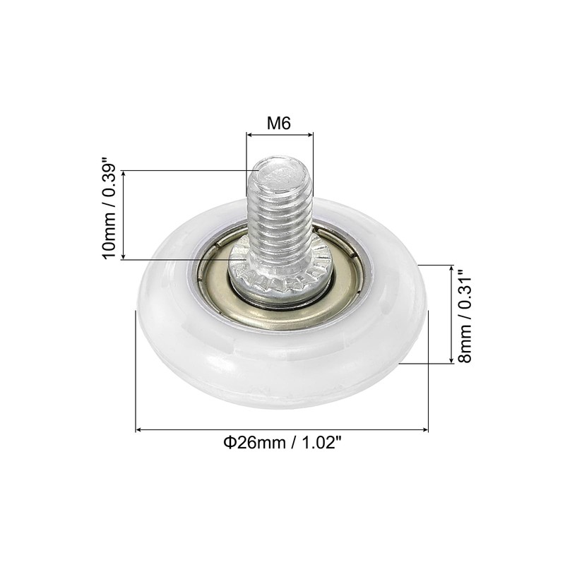 PATIKIL 26mm Drawer Roller 4pcs Drawer Pulley Replacement Wheel Bearing