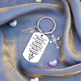 Lelekdo Inspirational Christian Gifts for Women Christian Faith Spiritual Gifts for Friend Mom Teens Bible Verses Healing Keychain Cross Keychain Godly Gift for Men