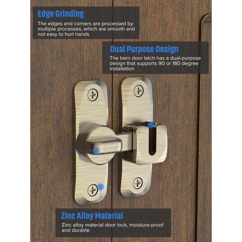 MeBantoo 90/180 Degree Flip Barn Door Lock, Protect Privacy -