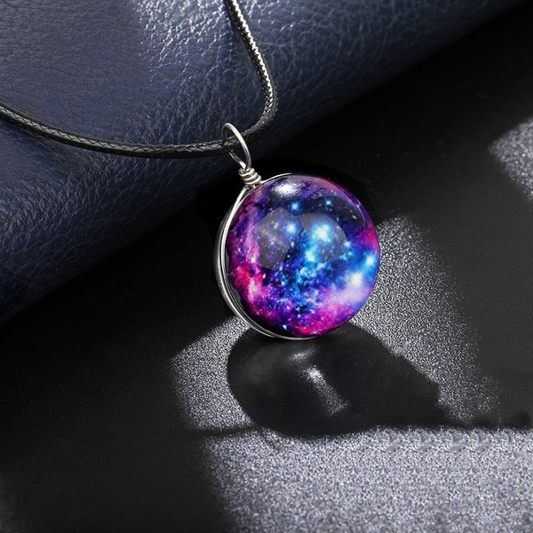Starry Sky Luminous Necklace Colored Glass Globe Pendant Gem Original
