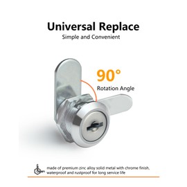 Bicafa 3 Packs Cabinets Locks with Keys, Keyed Alike Cam Lock for Mailbox Toolbox Replacement, 5/8 Inch