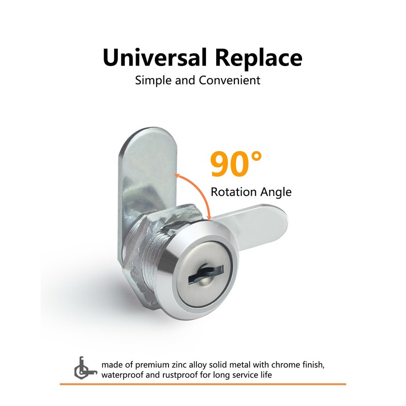 Bicafa 3 Packs Cabinets Locks with Keys, Keyed Alike Cam