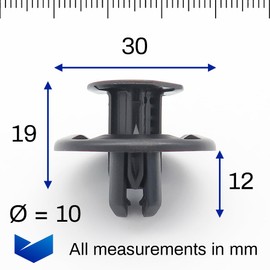 VVO Fasteners Plastic Underbody Shields and Insulation Panel Fixing Clip, Black (Pack of 10)