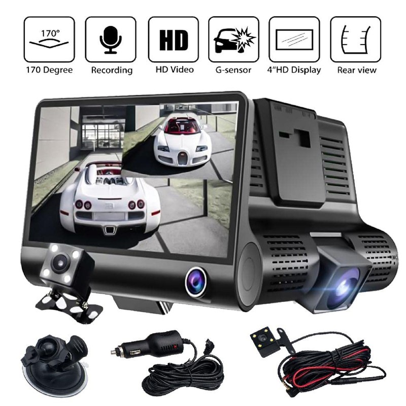 Car HD Dash Cam, Baceyong 4'' Rearview Reversing Vedio Camera