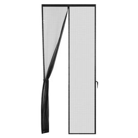 Tanice Fly Screen Balcony Door No Drilling 90 x 210 cm Fly Protection Magnetic Fly Screen Door Mosquito Net Door for Patio Door, Black