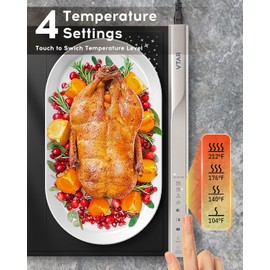 VTAR Electric Food Warming Mat Tray Warmer for Party Buffet Servers, Dual-Zone Heating with Independent Temperature Control, Hot Logic Heating Heater, Full Surface Keep Warm, Rollable Portable - Black