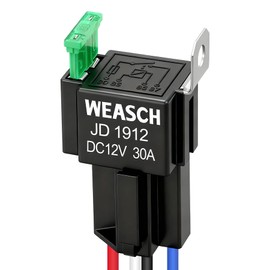 Weasch Fuse Relay Switch Kit, 12V 30A, 4 Pin SPST, 30A Switch Harness Set, Automotive Electrical Relays with 14 AWG Hot Wires (1)