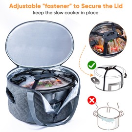 BAGSPRITE Double-layer Slow Cooker Carrying Case Compatible with 6-8 Quart Crockpot Carrier for Hot Food and Hamlton Beach Slow Cooker Tote with Lid Fastener for Crock-pot Dust Cover Applicances