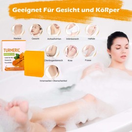 Kurkuma Seife, Natürliche Turmeric Soap,Kurkuma Zitronen Kojisäure Seife,Kojic Acid Soap für Gesicht und Körper,Handgemachte Aufhellende Gesichtsseife,Kojisäure Kurkuma Seifenstück für Alle Hauttypen