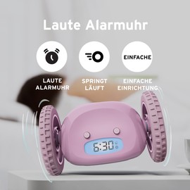 CLOCKY Loud Alarm Clock, Digital Alarm Clock, Loud for Deep Sleepers, Adults, Teenagers, Funny for Hard of Hearing Heavy Sleepers on Wheels, Running Away, Jumping, Rolling Away, Funny Gift (Silver)