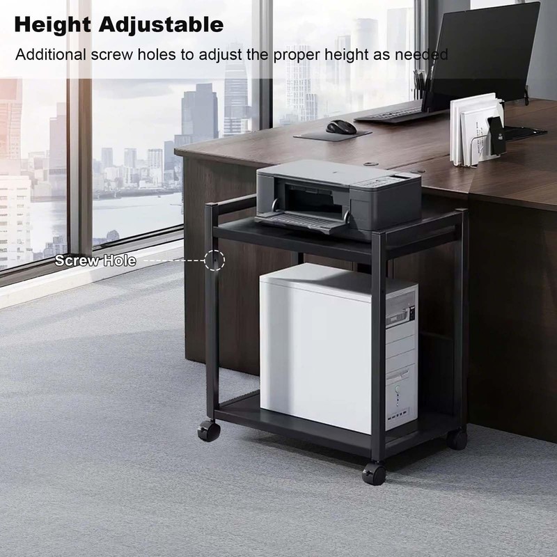 Curtainboro 2 Tier PC Tower Stand, Height Adjustable Computer Tower
