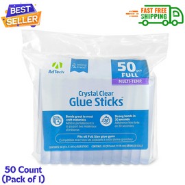 AdTech Crystal Clear Hot Glue Gun Sticks, Full Size Hot Glue Sticks,50 Ct Pack 1