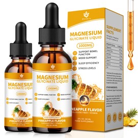 (2 Pack) Magnesium Glycinate Liquid Drops with Cellulose Fiber, Vitamin B6, C, D, Zinc, Magnesium,for Sleep, Nerve, Energy, Muscle, Bone, Calm & Digestion, High Absorption, 4 Fl oz