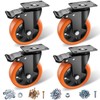ASRINIEY 5" Caster Wheels - Orange Polyurethane Swivel Wheels With