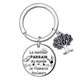 YUANSI Godfather Keyring Godfather Birthday Gift Godfather Gifts Souvenir Godfather Gift for Christening Gift Christmas Godfather, Colour: Silver, L, Color: Silver, L