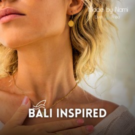 Made by Nami Stainless Steel Earrings Gold Hanging with Sun Pendant and Turquoise Stone Boho Jewellery Women Waterproof, Stainless Steel, No Gemstone