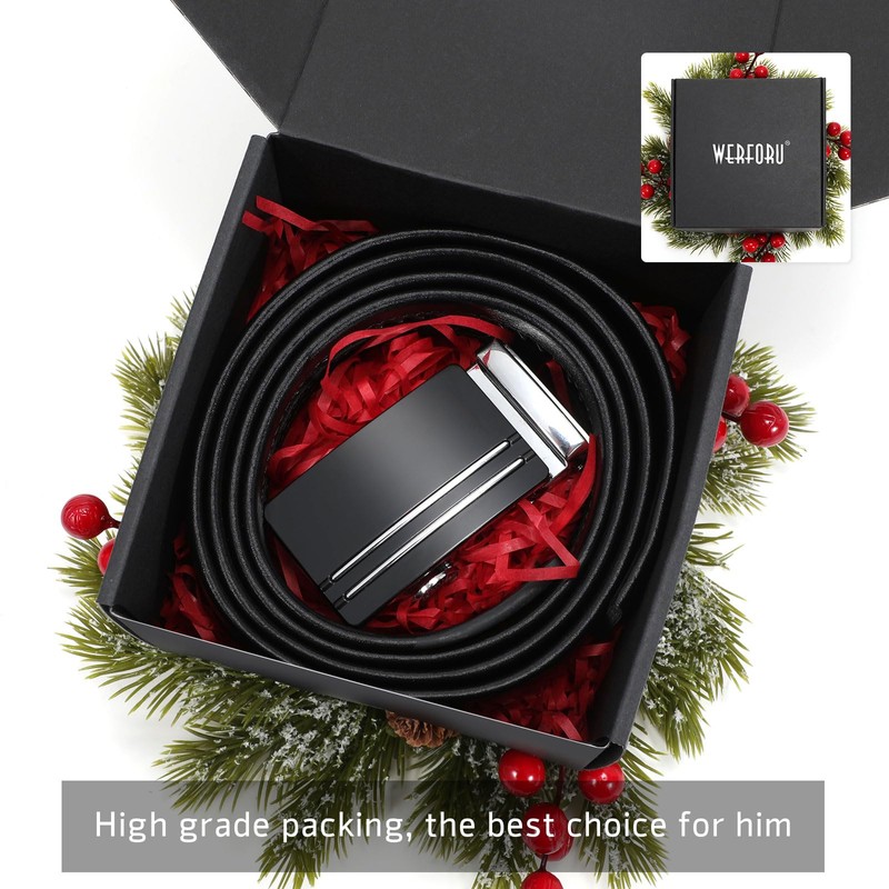 WERFORU Men's Belt, Adjustable Leather Ratchet Belt, 3.5 cm Fit,