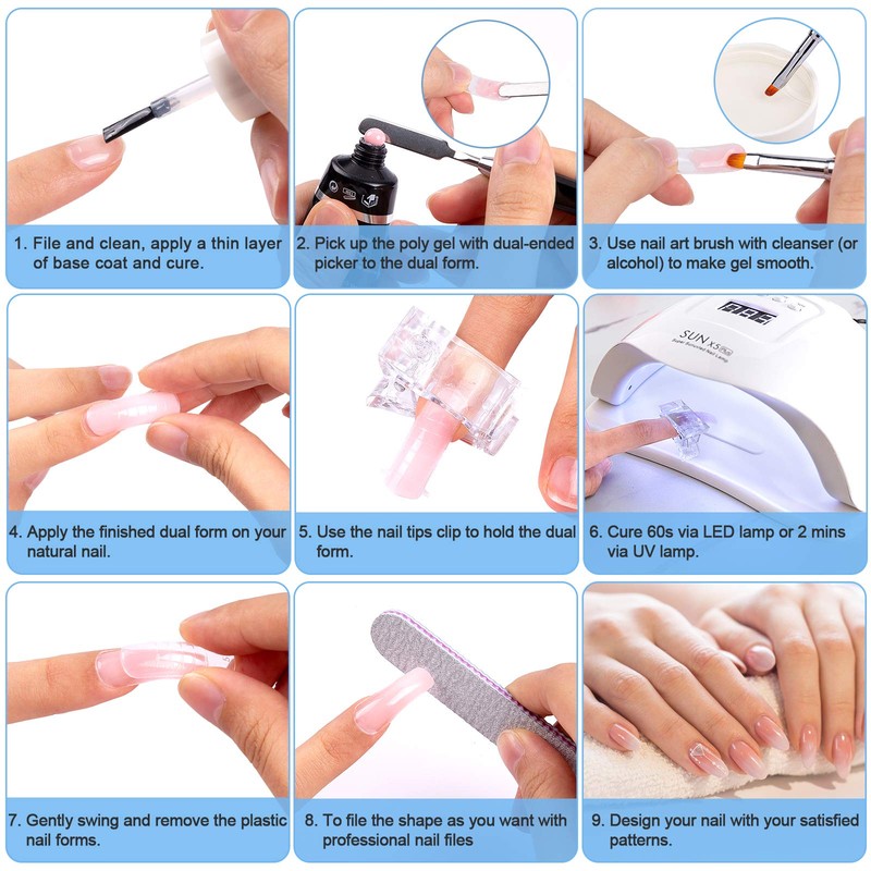 Dual Nail Forms Set, 120pcs Dual Forms Nails with 10pcs