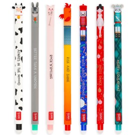 LEGAMI Set of 7 Farmyard and Nutcracker Gel Pens, Pens with Erasable Thermosensitive Ink, Range of Ink Colours, Erase Without Using Up the Paper, 0.7mm Tip
