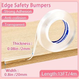 ZOMPAGO Clear Soft Corner Protectors for Furniture Strip,Sharp Edge & Table Bumper,Window Edge,Wall Protector, Soft Corner Guards Safe for Proof,Table Corner Protectors in Family,0.8in x13FT