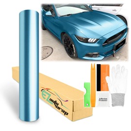 60"x96" (5FTx8FT) Lake Blue Matte Metallic Satin Pearl Vinyl Wrap Sticker Sheet Film Car Auto Vehicle DIY Decal Bubble Free Air Release Self Adhesive Peel and Stick Free Tool Kit