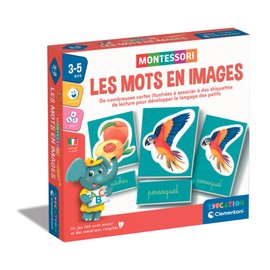 Clementoni - Éducation - Les Mots en Image - Montessori - Jeu Éducatif d'Association et d'Observation - Développement Pour les Tout-Petits - À partir de 3 Ans - Français - 52795