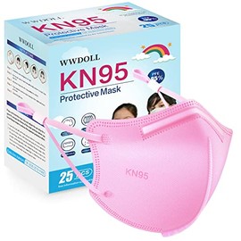 WWDOLL Máscara facial KN95 de tamaño pequeño, paquete de 25, 5 capas, transpirable, KN95, rosa