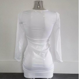 White Laced Up Front Long Sleeve Mini