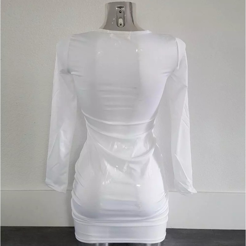 White Laced Up Front Long Sleeve Mini