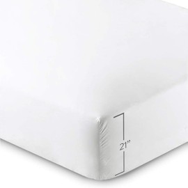 Bare Home Full Fitted Sheet - Extra Deep Pocket Fitted Sheet - Premium 1800 Microfiber - Ultra-Soft Wrinkle Free - Full Deep Pocket Fitted Bottom Sheets (Full - 21" Pocket, White)