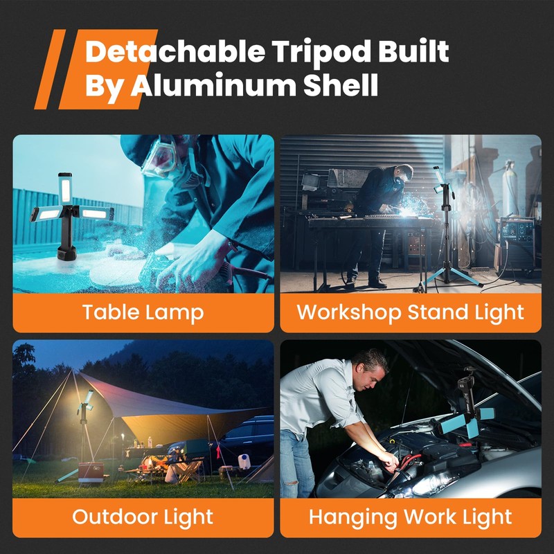 Rechargeable Work Light with Stand, GoGonova Cordless Work Light with