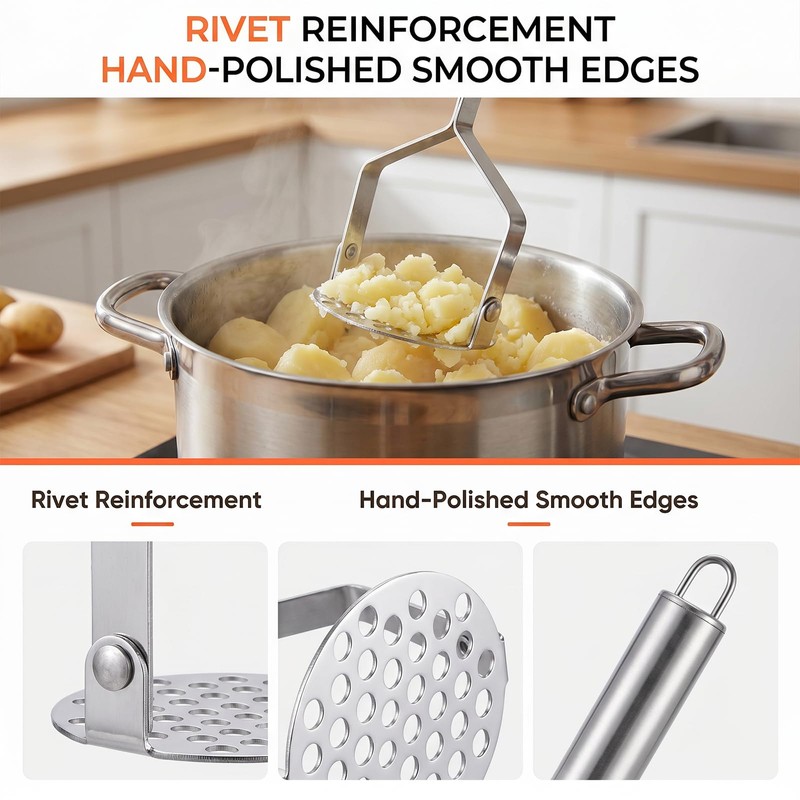 Starfa lab Potato Mashers Food Grade Stainless Steel,Dishwasher Safe