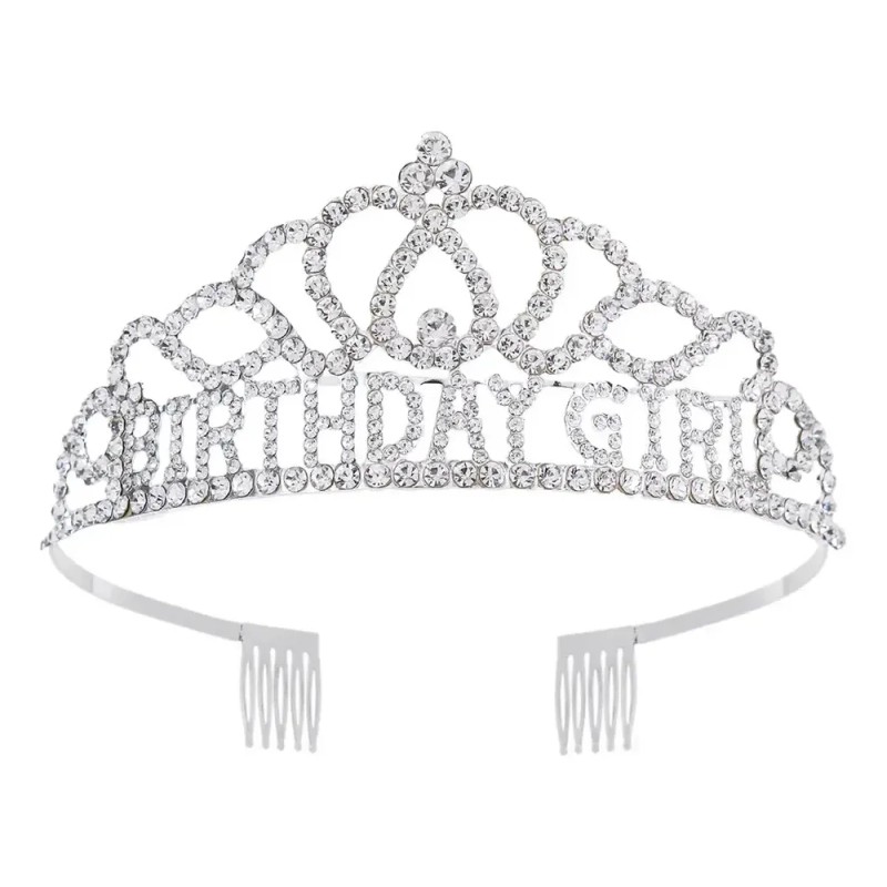 Feliz Cumpleaños Corona Y Faja Para Mujer Diademas Fiesta Plata