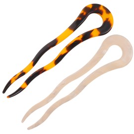 Beavorty 2 Piezas Horquilla Pasador De Moño Recogido Pasador De Pelo En Forma De u Palos De Pelo Antiguos Palillos Chinos Alfiler Updo Moño Para Las Cabello Hoja De Acetato Francia Perder