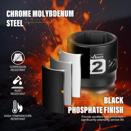 TUZkozs 1/2 Inch Drive 22mm Shallow Metric Impact Socket,CR-MO,6 Point Radius Corner Design,Square Chamfered Opening,Axle Nut Impact Grade Socket for Easy Removal