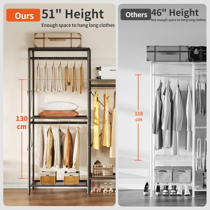 JOISCOPE Wardrobe Organizer - Heavy Duty Clothes Rack with 5
