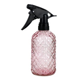 Glass Handheld Spray Bottle - 12oz Refillable Bottle ，Adjustable Nozzle Watering Can for Garden Plants Cleaning Solutions (Pink)