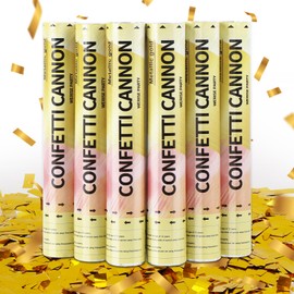 Gold Confetti Poppers Cannon, 6 Pack WERISE PARTY Gold Mylar Party Popper Shooter for Birthday, Wedding, Graduation New Year Celebration 12IN