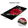 Red Rose Flower Kitchen Rugs Black Anti Fatigue Mats for