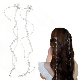 YANHUILAY Pearl Hair Ornament, Set of 2, Pearl Hairpin, Braid Accessory, Cute, Stylish, Hair Clip, Easy to Install, Parties, Recitals, Cultural Festivals, Sports Festivals, Weddings, Receptions, Graduation Ceremonies, School Entrance Ceremonies, Photogra