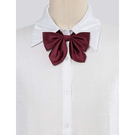 Allegra K School Ribbon, Ribbon Tie, Uniform, Ribbon, Bowtie, Bowtie, Adjustable, Solid Color, For Girls, red (dark red)