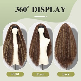 38 Inch Long Wavy Headband Wigs for Black Women Highlight Brown Wig